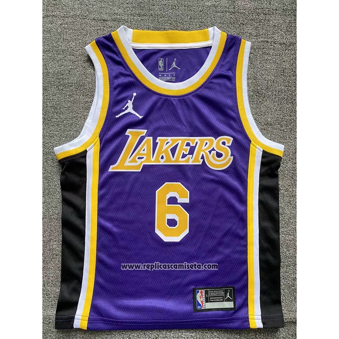 Camiseta Nino Los Angeles Lakers LeBron James #6 Statement Violeta